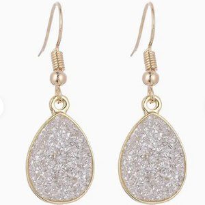 NEW GORGEOUS DRUZY STONE DROP EARRINGS